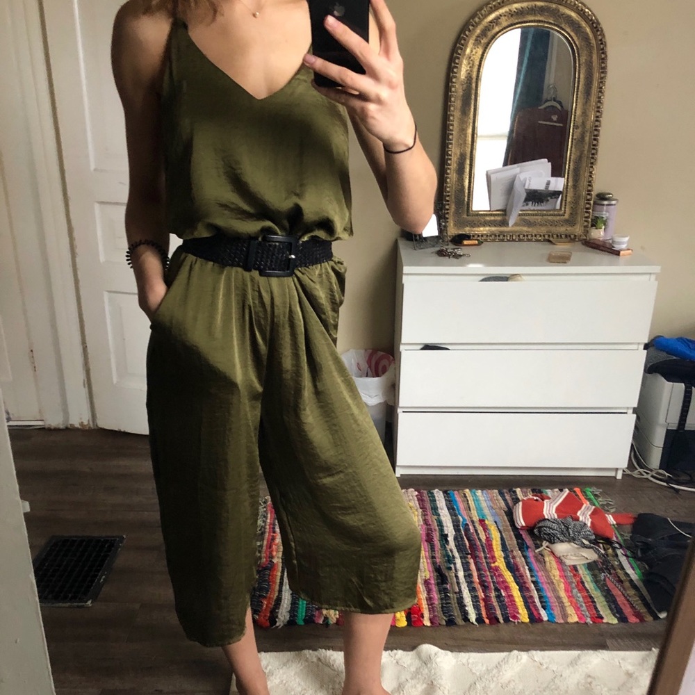 Silky olive green jumpsuit